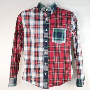 J Crew Shirt Mens Slim Small Untucked Madras Button Up Mixed Plaid Patchwork L/S